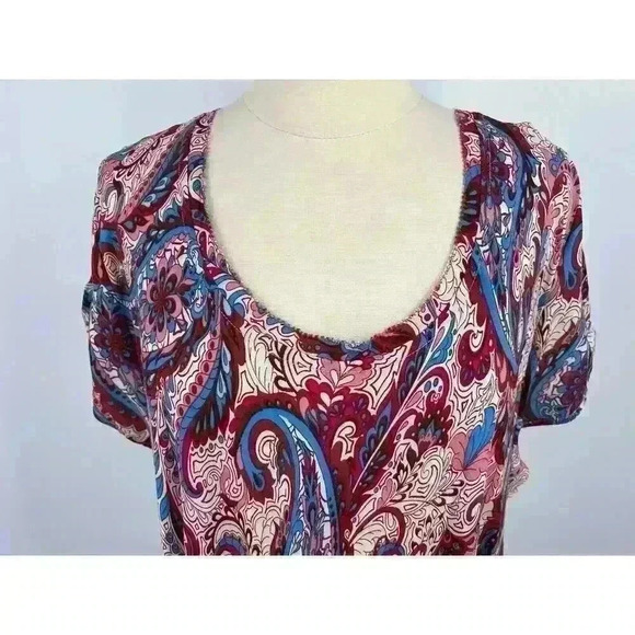Soft Surroundings Kara Maxi Dress Size 3X Short Sleeve Paisley Tiered Skirt NWT - Picture 3 of 11